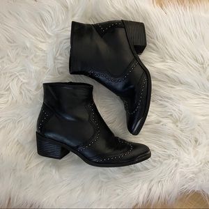 Studded Black Boots with Faux Steel Toe Detailing